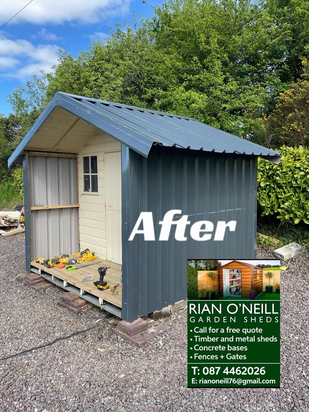 Finished metal shed